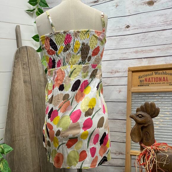 Rockabilly PinUp Spaghetti Strap Summer Dress Floral Elastic Back Pockets XS - Picture 6 of 9